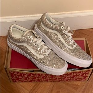 gold glitter vans